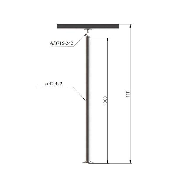 Pfosten Boden 42,4 Geländer Balkon Treppengeländer Steher Rundrohr Edelstahl V2A